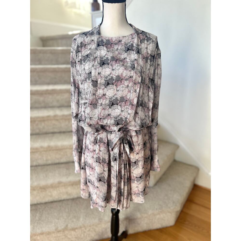 Reiss White Black Pink Circle Print Short Shirt Dress - Picture 2 of 7